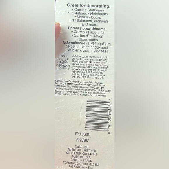 Vintage 2000 Barney Stickers Pack Rare Collectible NOS Sealed Arts & Crafts New - Picture 5 of 5